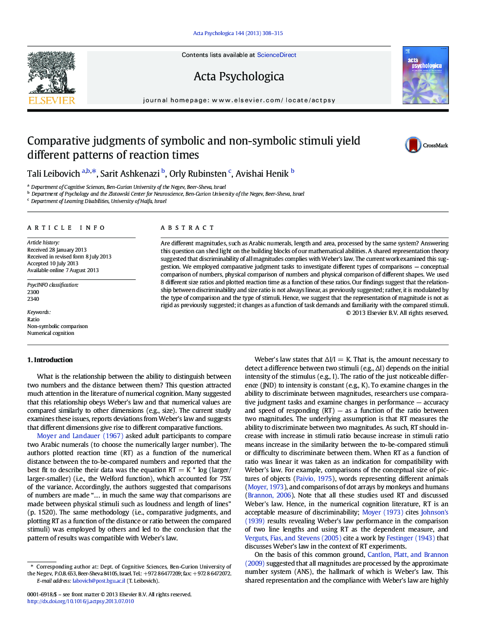 Comparative judgments of symbolic and non-symbolic stimuli yield different patterns of reaction times