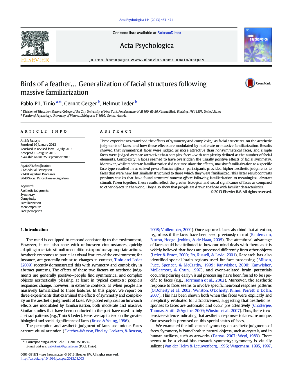 Birds of a featherâ¦ Generalization of facial structures following massive familiarization