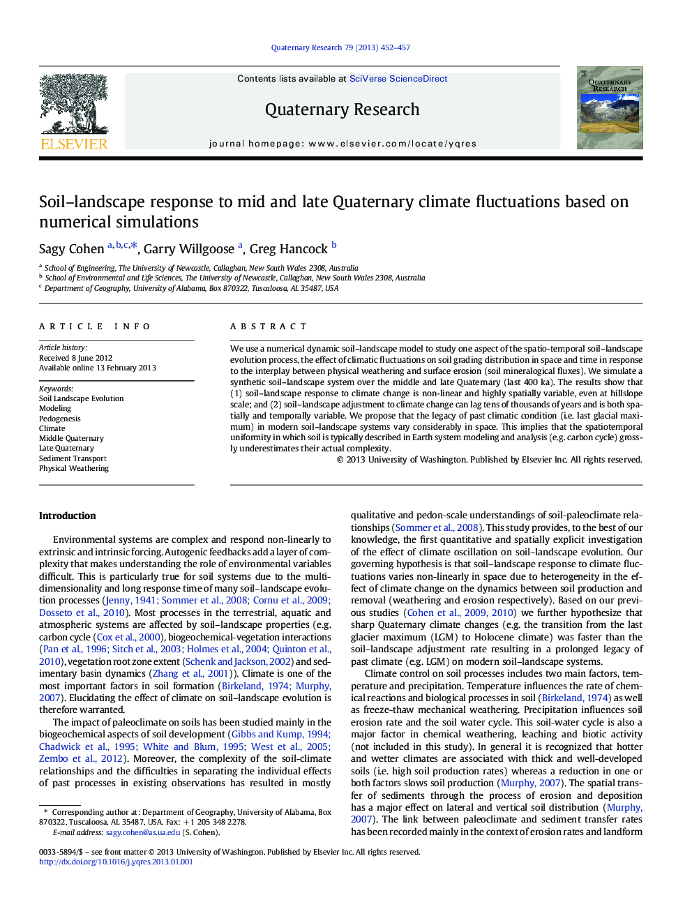 Soil-landscape response to mid and late Quaternary climate fluctuations based on numerical simulations