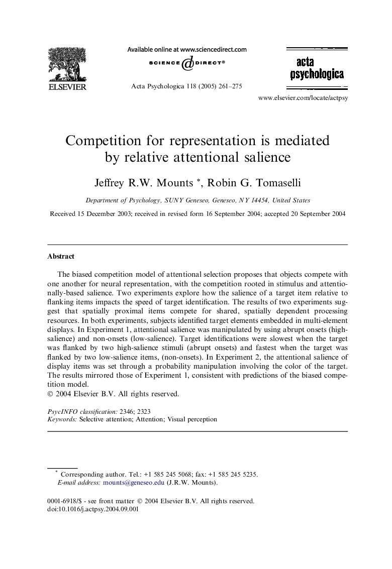 Competition for representation is mediated by relative attentional salience