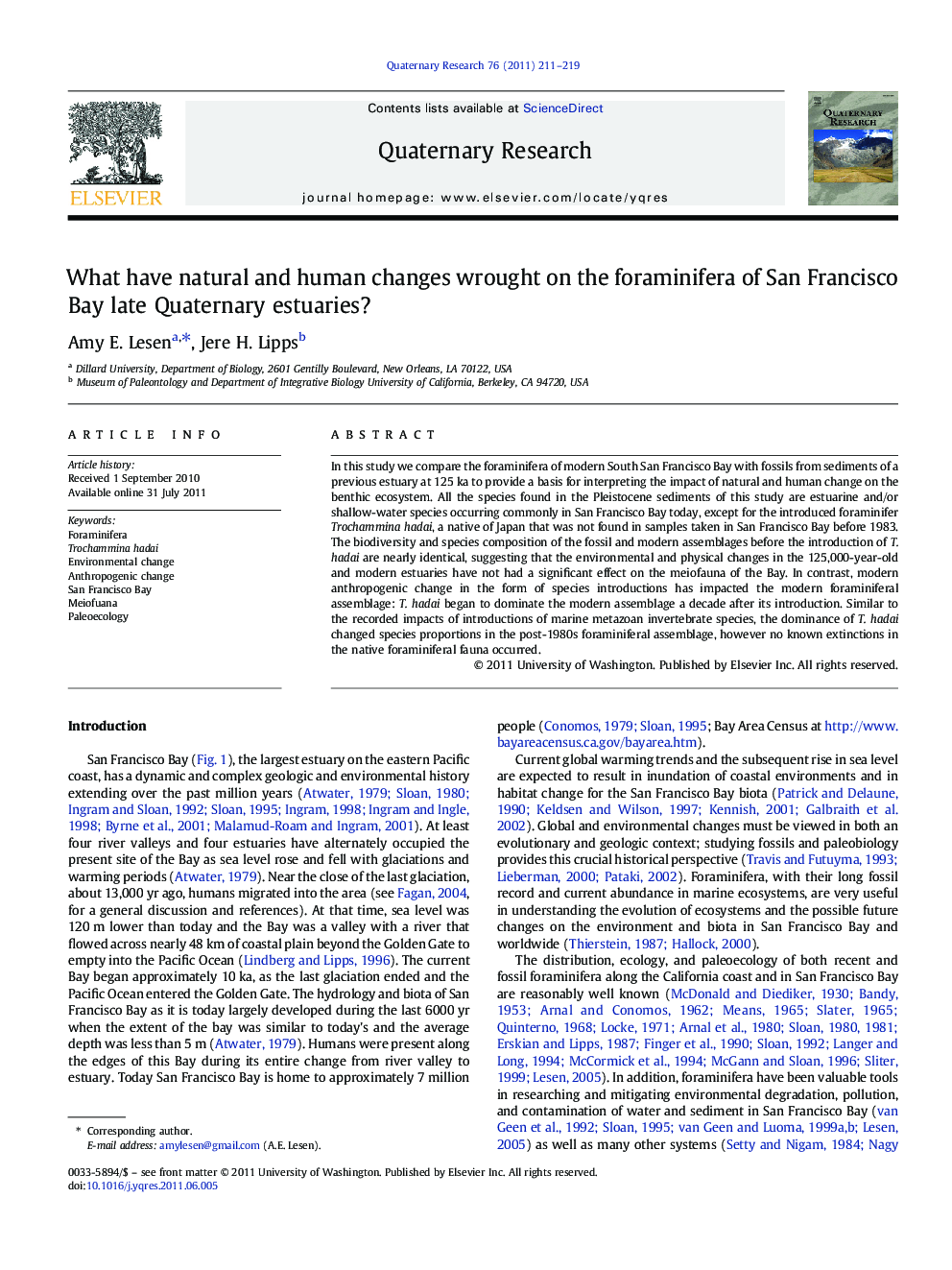 What have natural and human changes wrought on the foraminifera of San Francisco Bay late Quaternary estuaries?