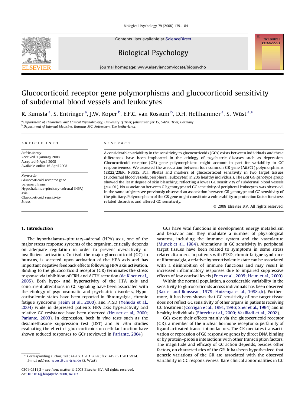 Glucocorticoid receptor gene polymorphisms and glucocorticoid sensitivity of subdermal blood vessels and leukocytes