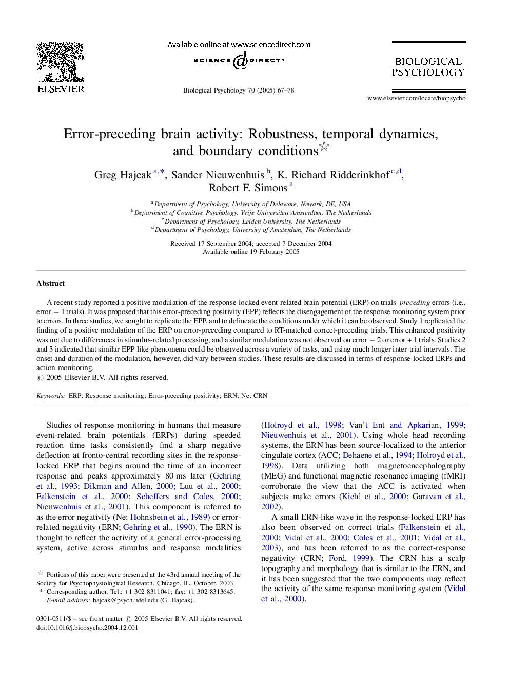 Error-preceding brain activity: Robustness, temporal dynamics, and boundary conditions