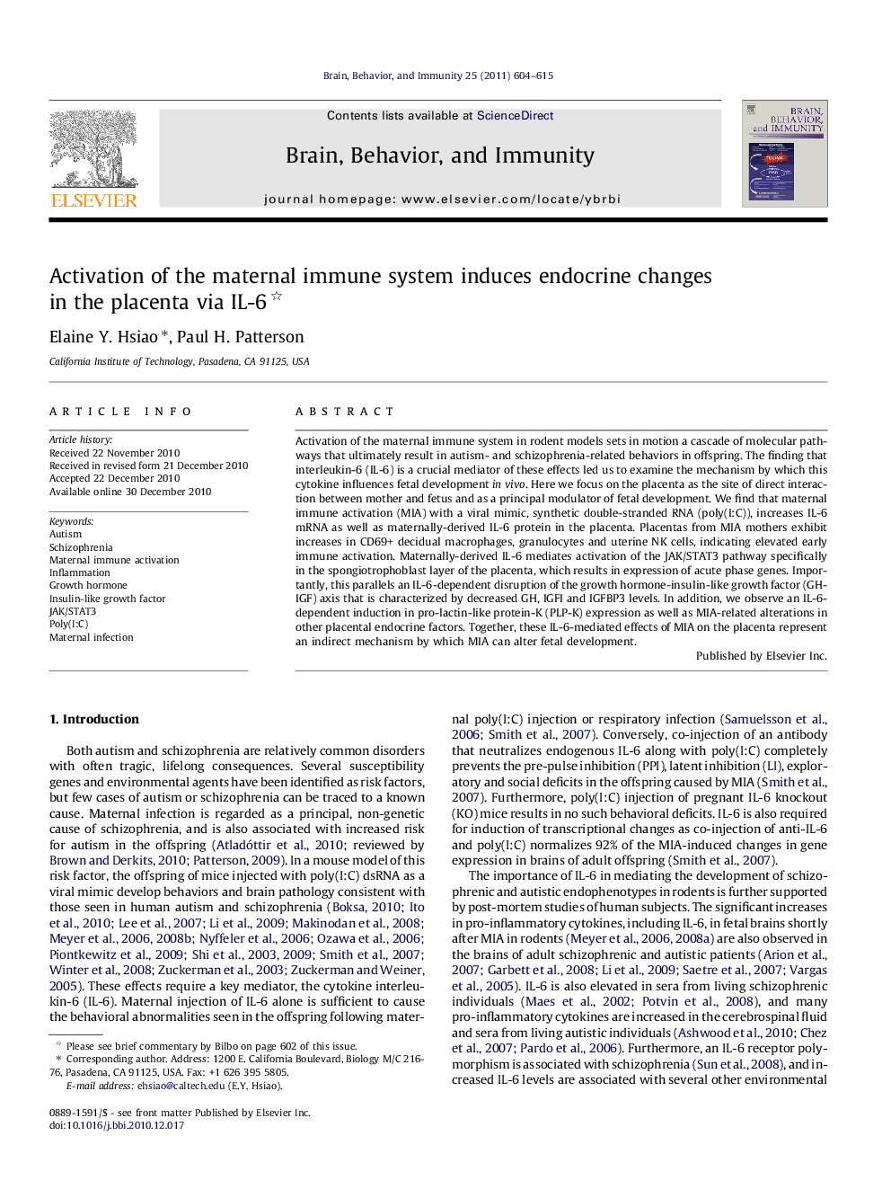 Activation of the maternal immune system induces endocrine changes in the placenta via IL-6