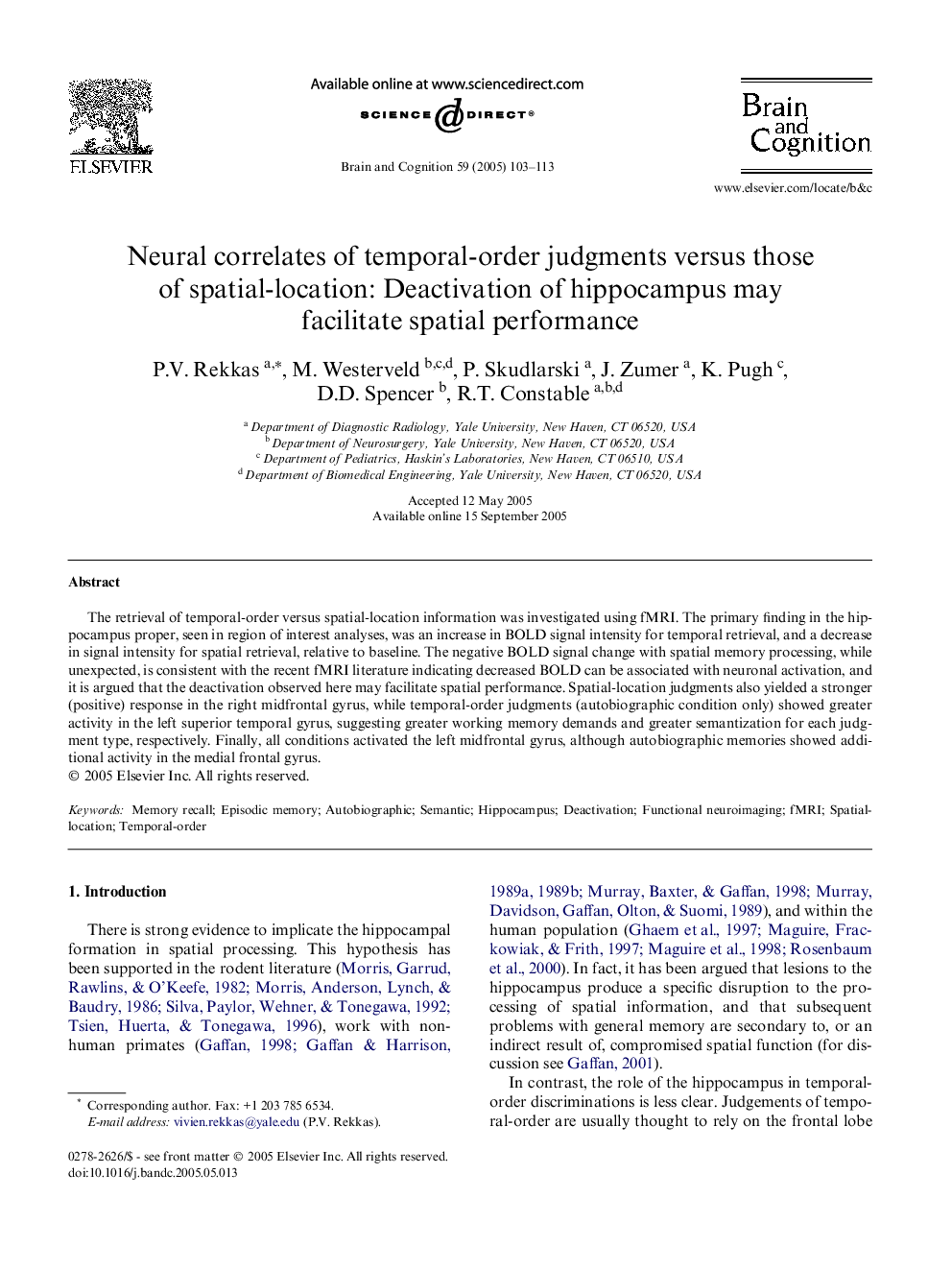 Neural correlates of temporal-order judgments versus those of spatial-location: Deactivation of hippocampus may facilitate spatial performance