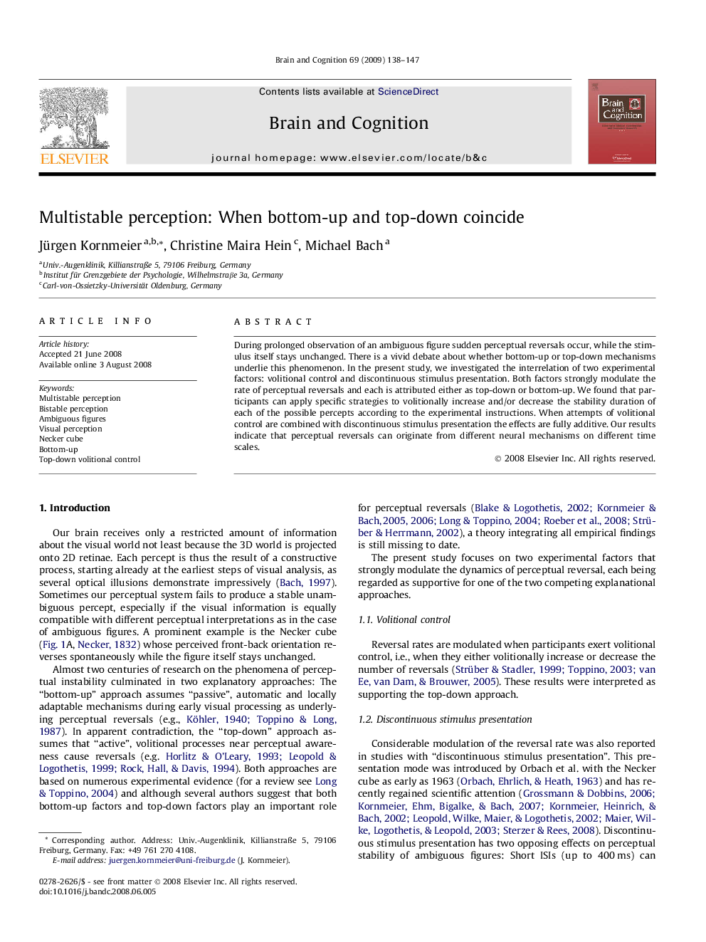 Multistable perception: When bottom-up and top-down coincide