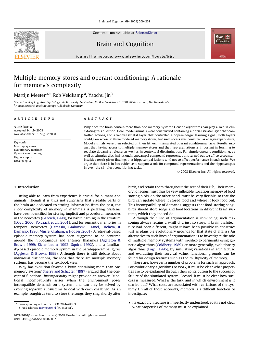 Multiple memory stores and operant conditioning: A rationale for memory's complexity