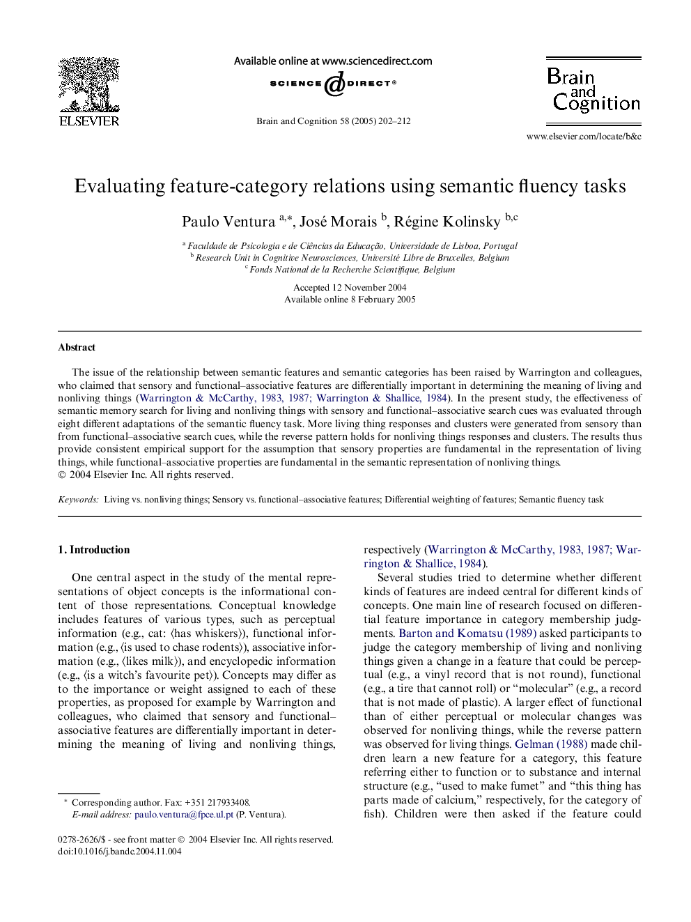 Evaluating feature-category relations using semantic fluency tasks