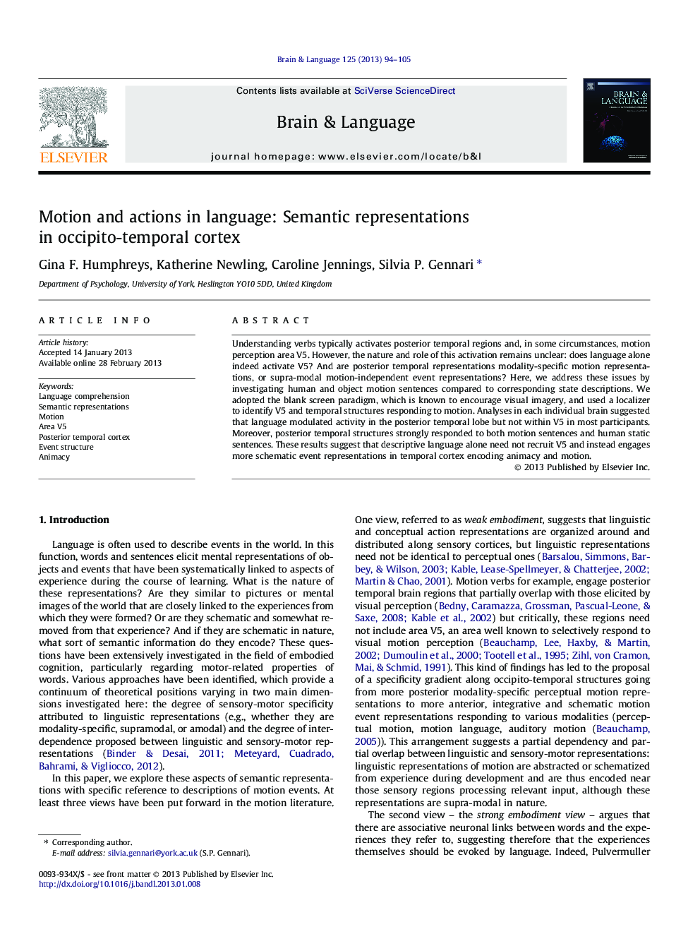 Motion and actions in language: Semantic representations in occipito-temporal cortex