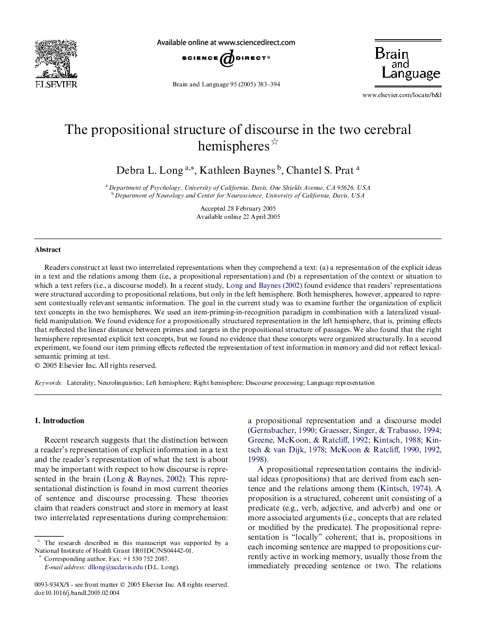 The propositional structure of discourse in the two cerebral hemispheres