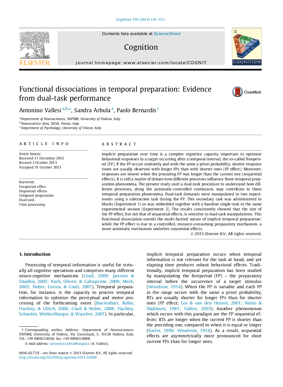 Functional dissociations in temporal preparation: Evidence from dual-task performance