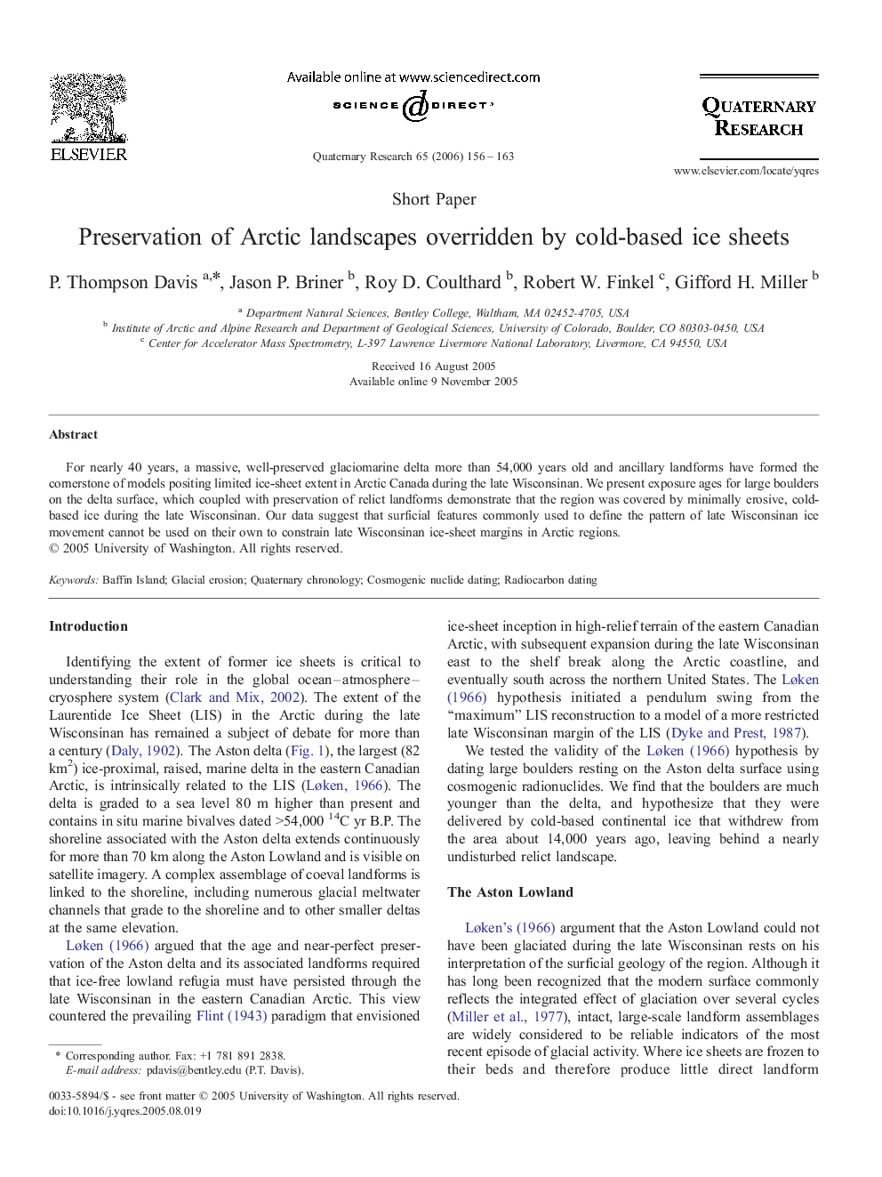 Preservation of Arctic landscapes overridden by cold-based ice sheets