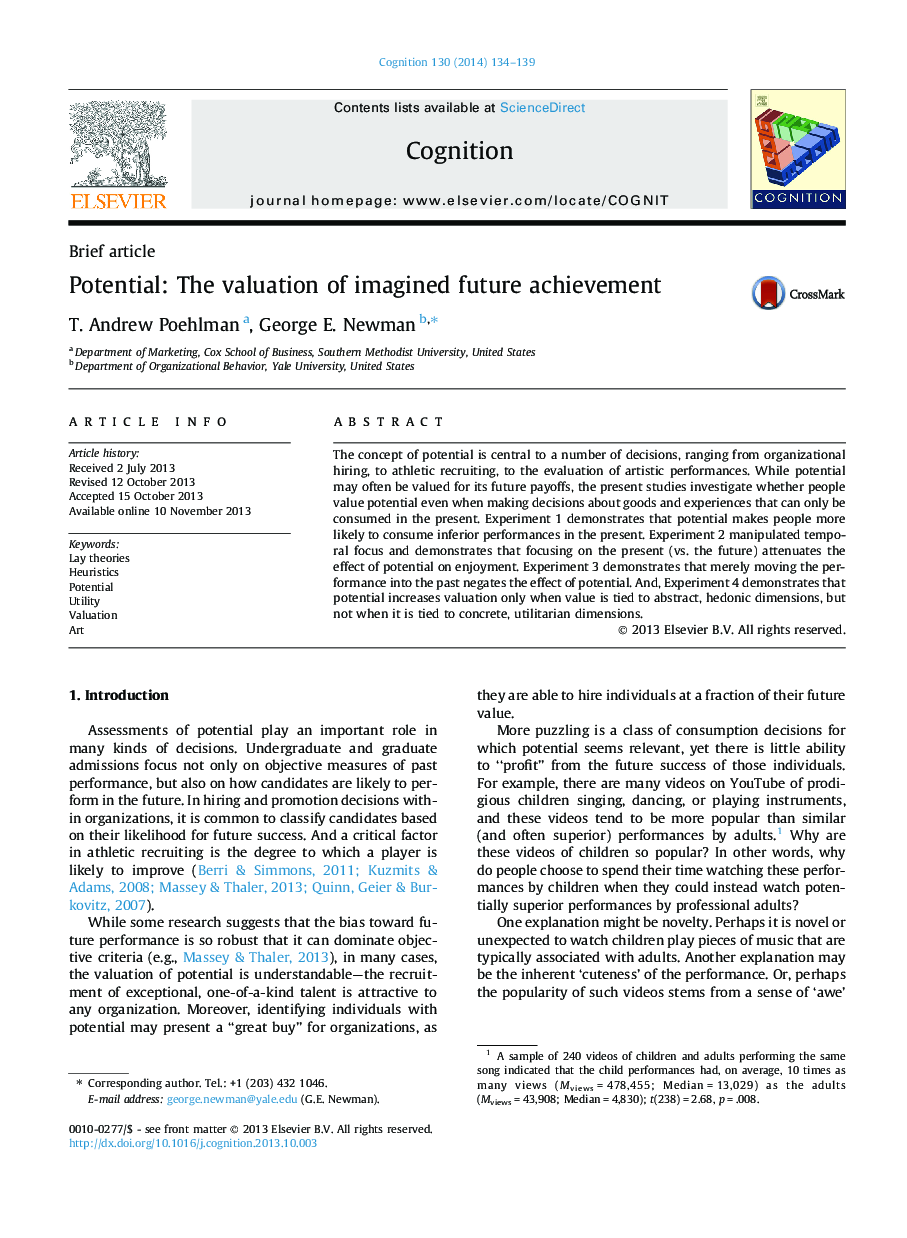 Potential: The valuation of imagined future achievement