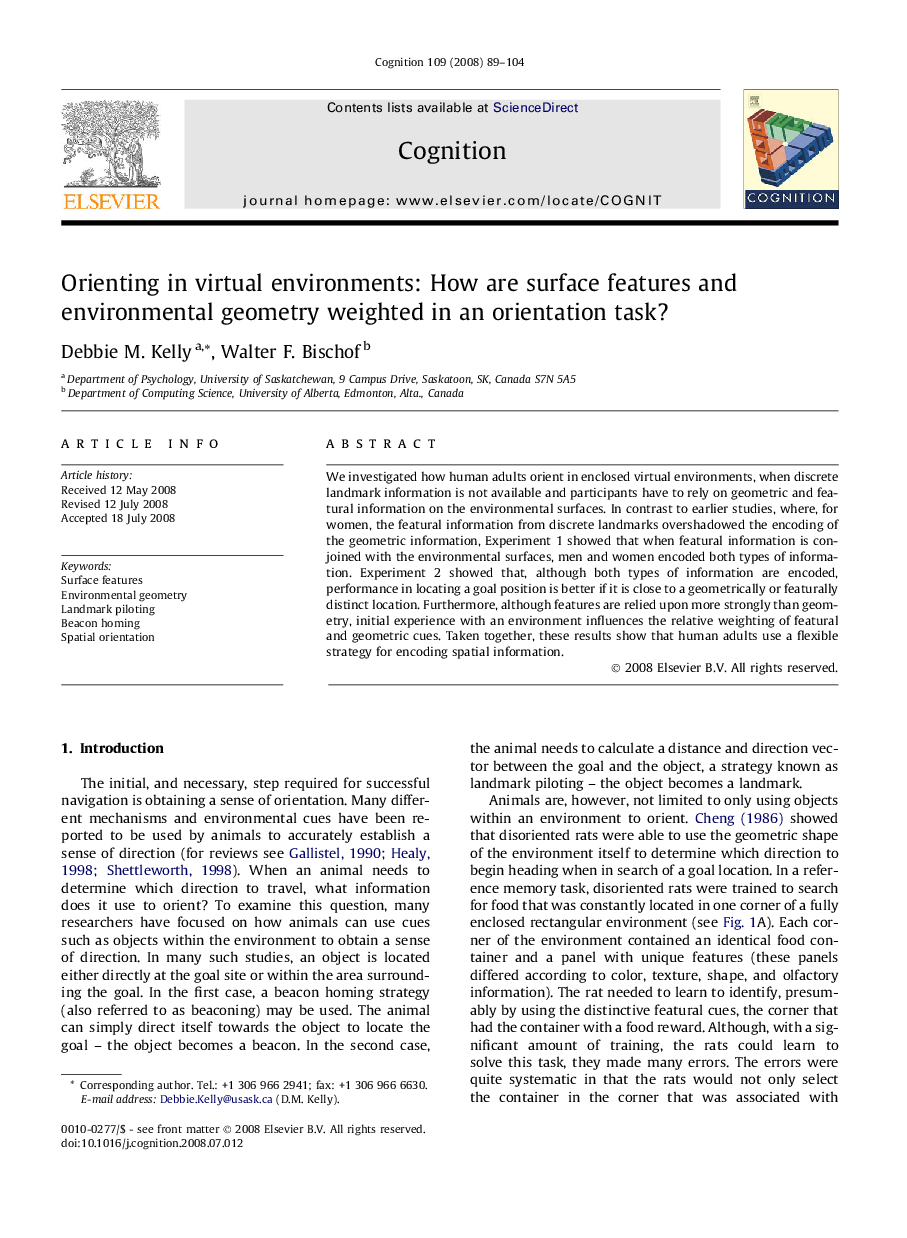 Orienting in virtual environments: How are surface features and environmental geometry weighted in an orientation task?