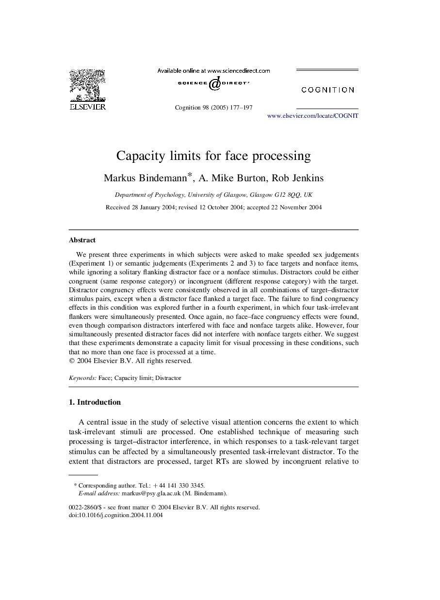 Capacity limits for face processing