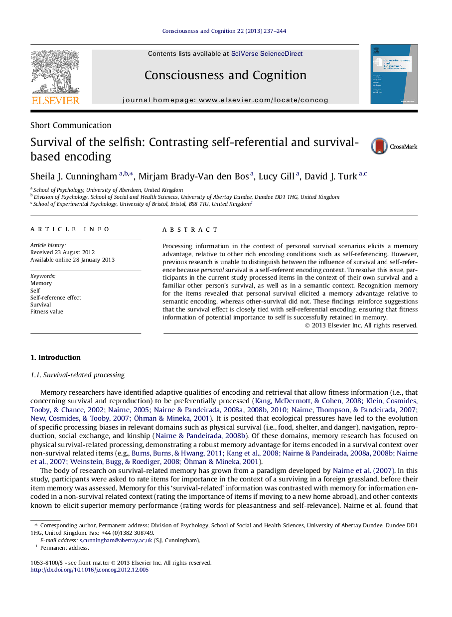 Survival of the selfish: Contrasting self-referential and survival-based encoding