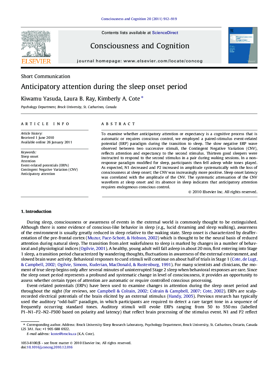 Anticipatory attention during the sleep onset period