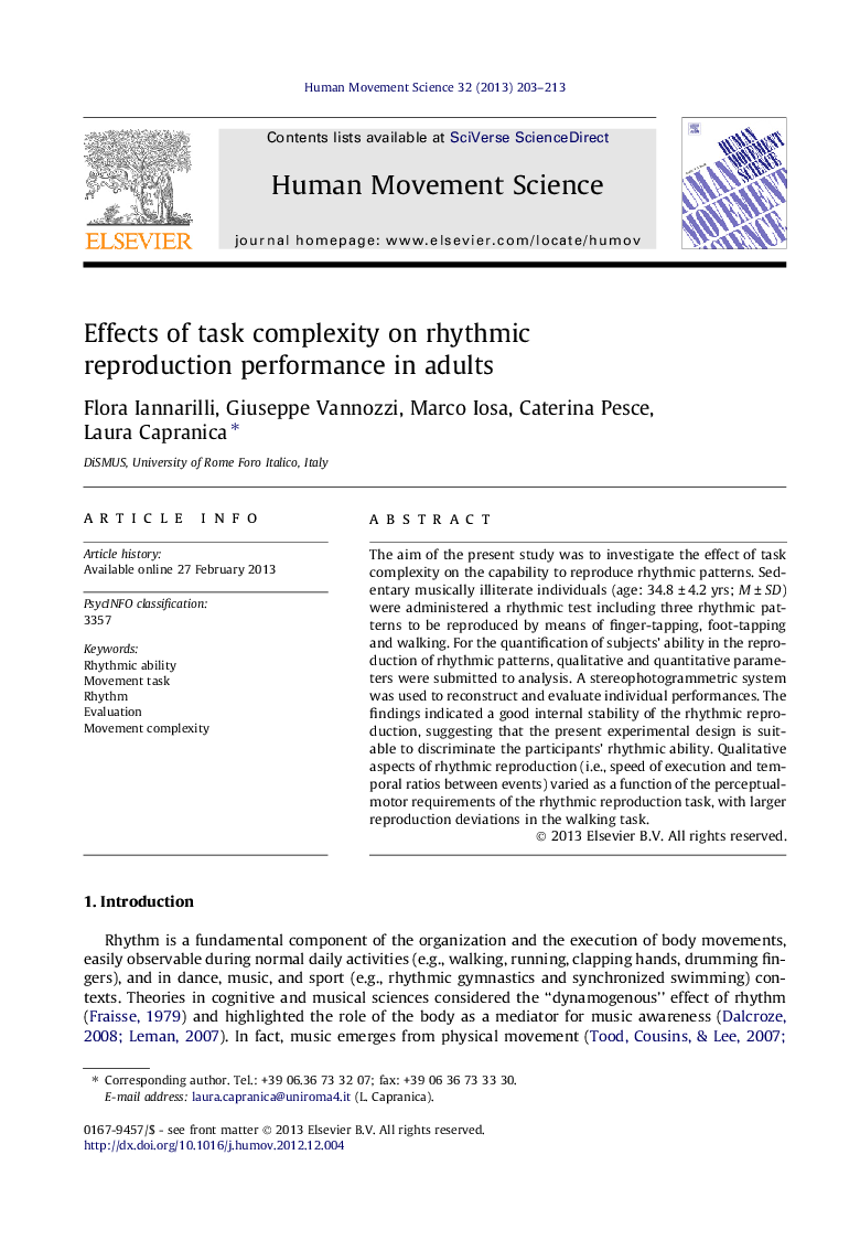 Effects of task complexity on rhythmic reproduction performance in adults