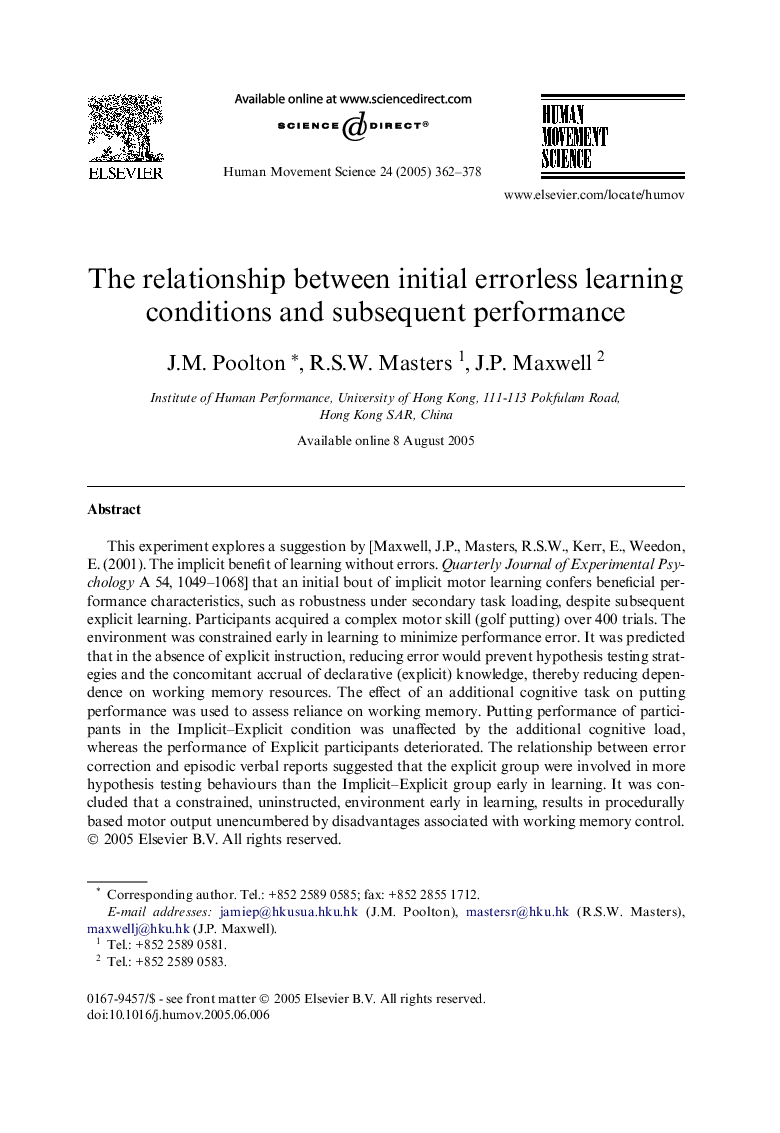 The relationship between initial errorless learning conditions and subsequent performance