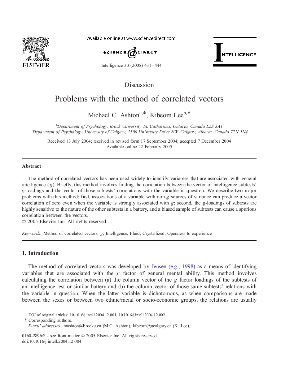 Problems with the method of correlated vectors