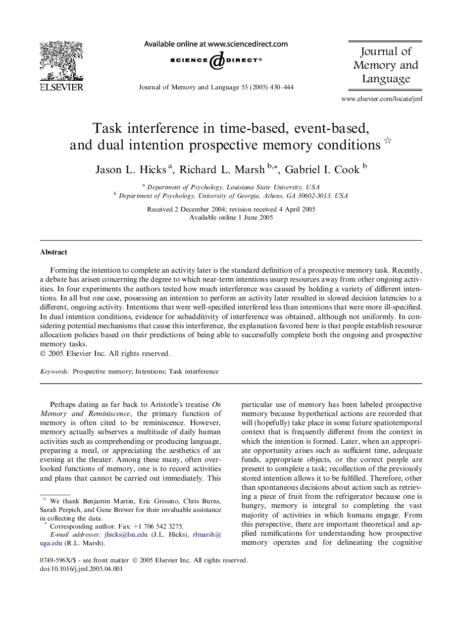 Task interference in time-based, event-based, and dual intention prospective memory conditions