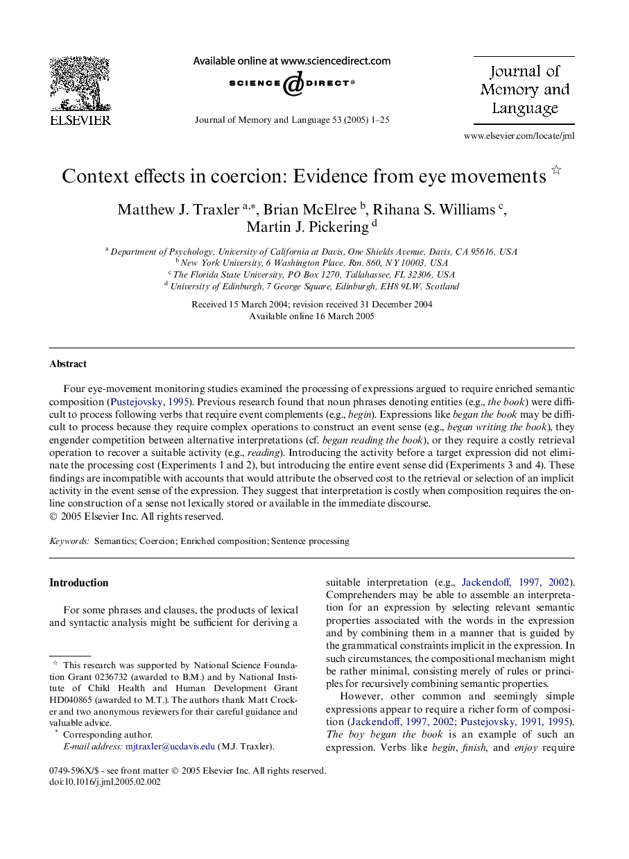 Context effects in coercion: Evidence from eye movements