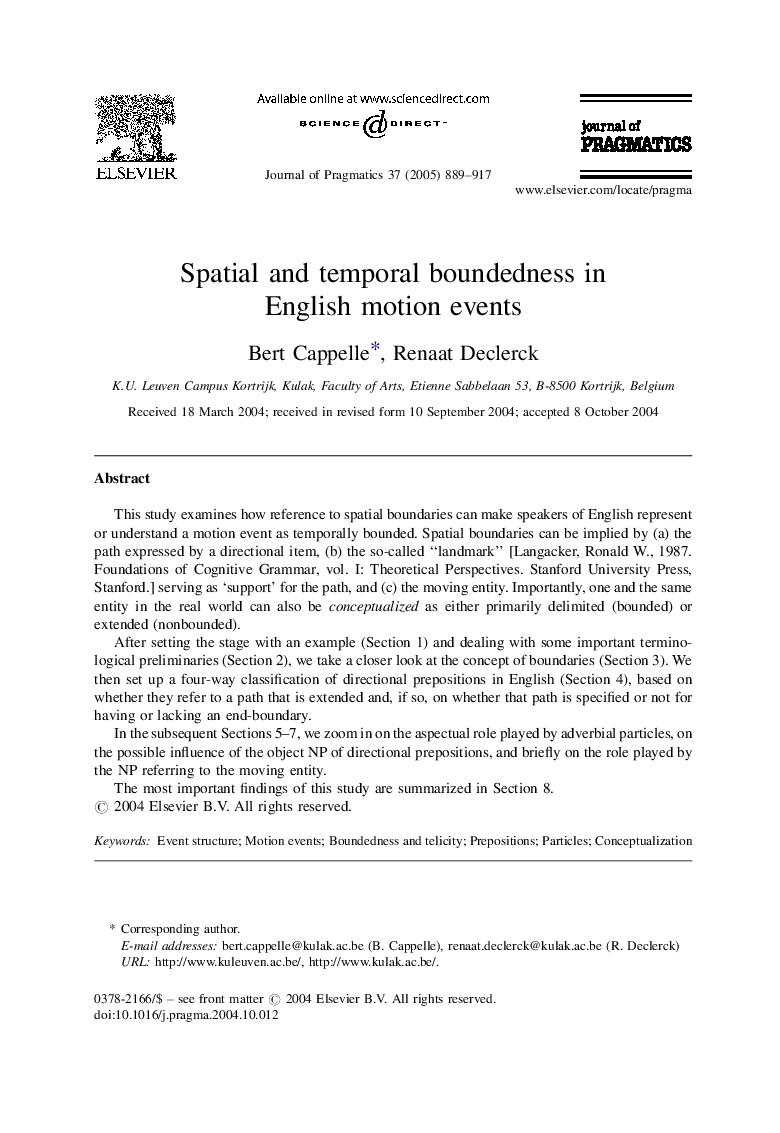 Spatial and temporal boundedness in English motion events