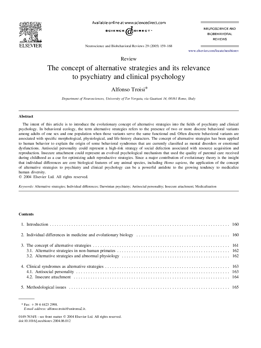 The concept of alternative strategies and its relevance to psychiatry and clinical psychology