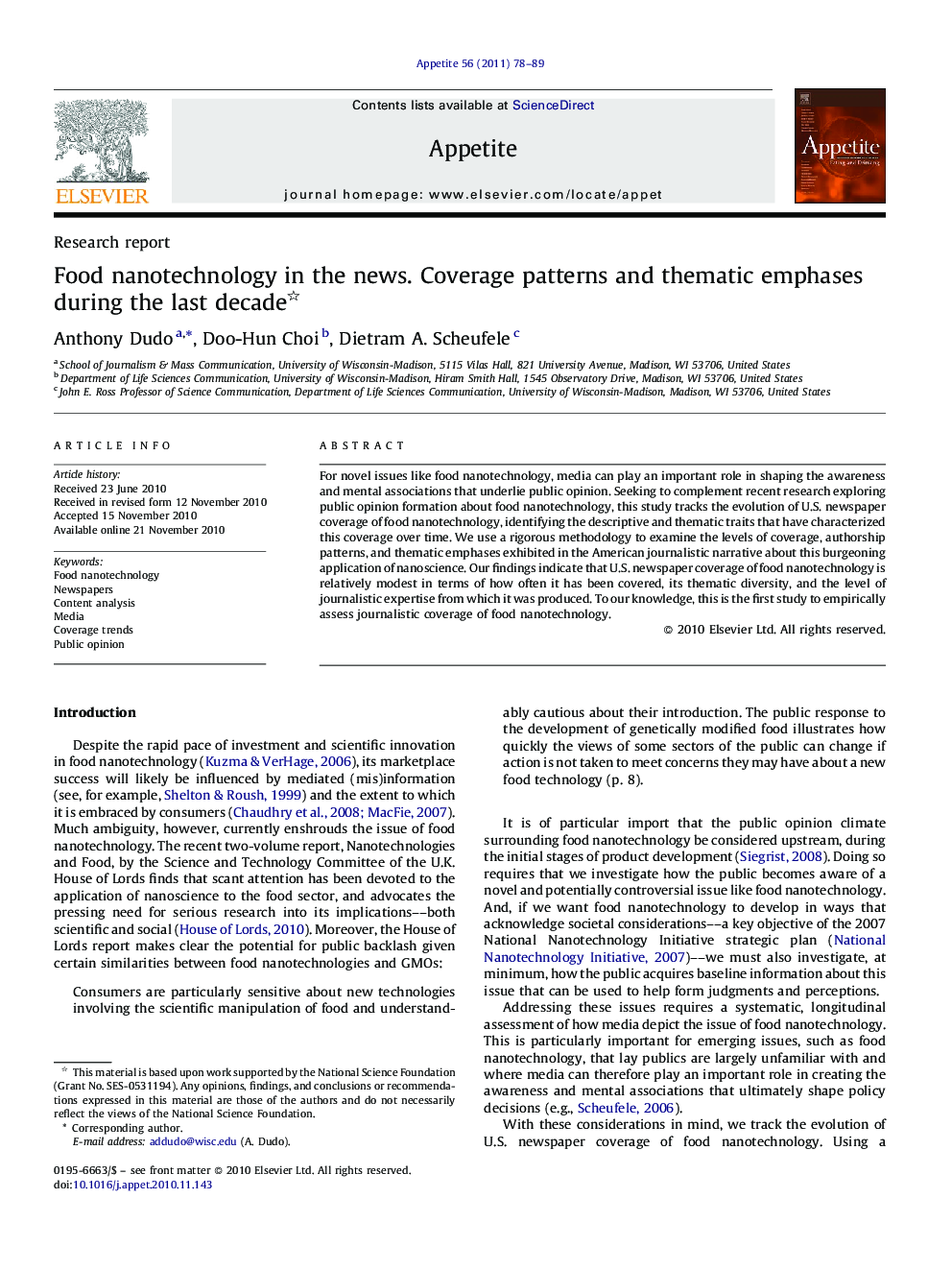 Food nanotechnology in the news. Coverage patterns and thematic emphases during the last decade