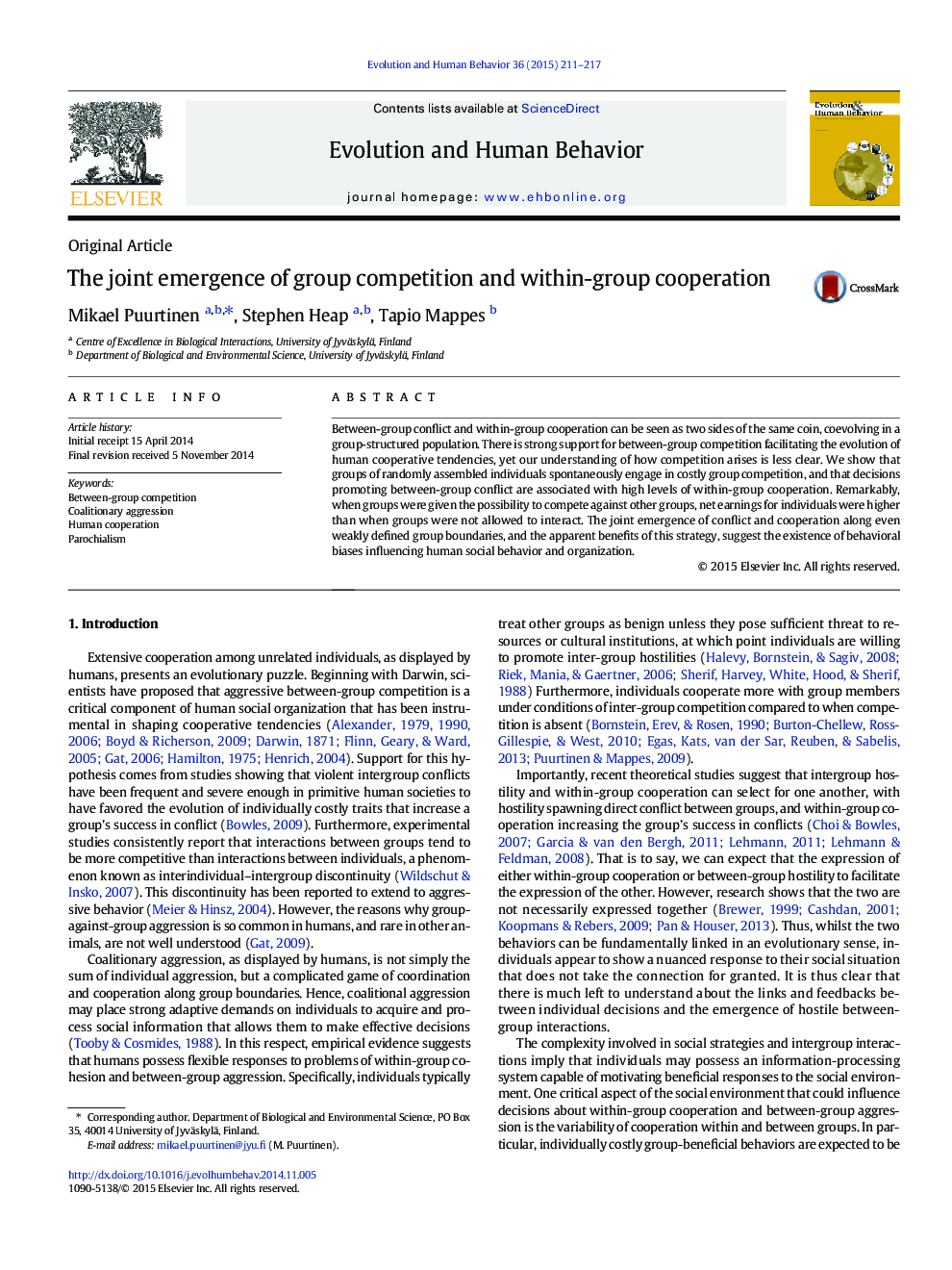 The joint emergence of group competition and within-group cooperation