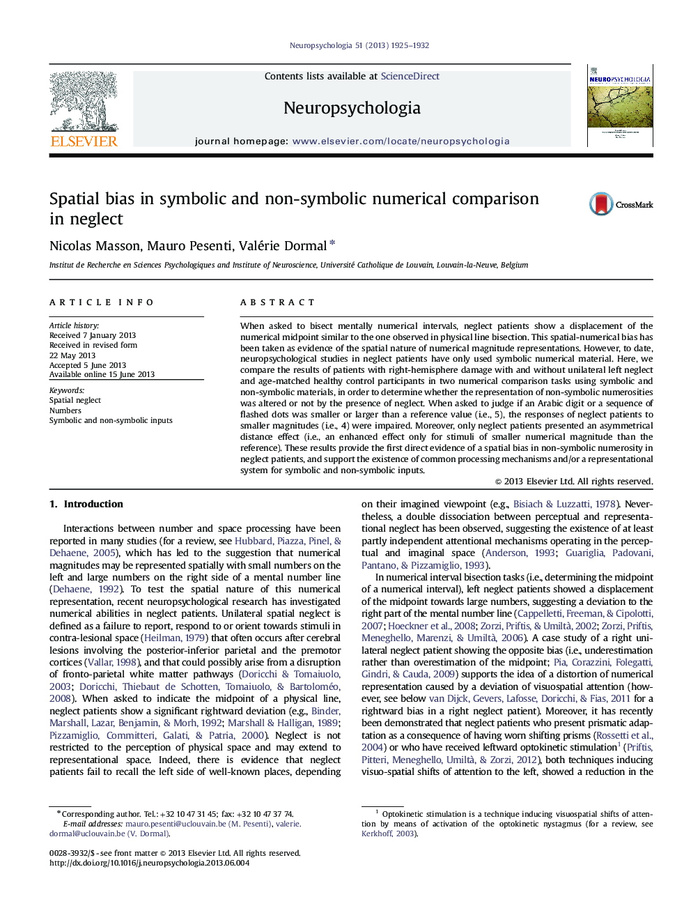 Spatial bias in symbolic and non-symbolic numerical comparison in neglect