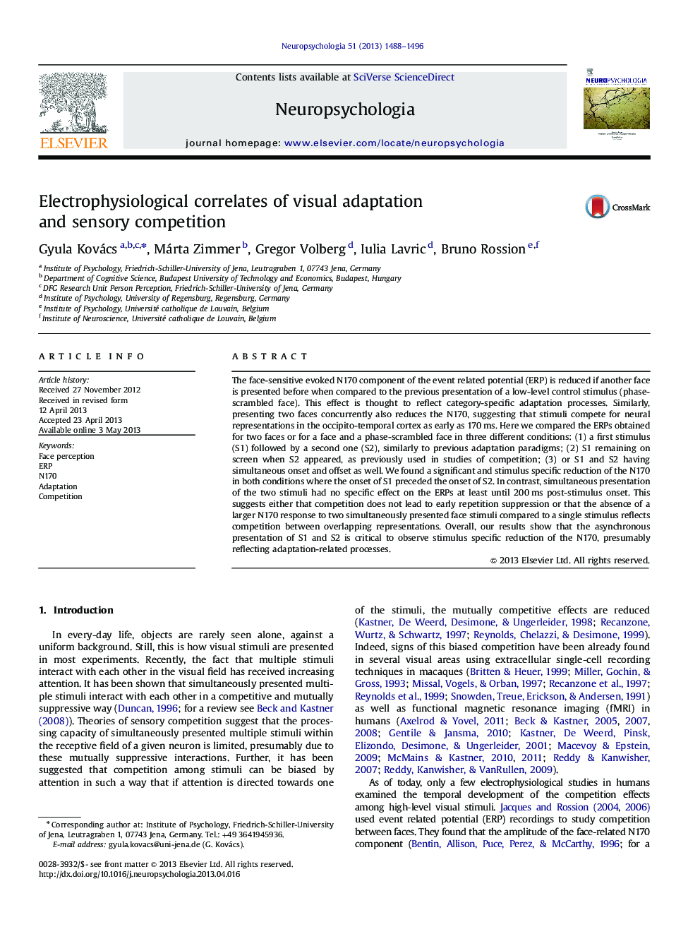 Electrophysiological correlates of visual adaptation and sensory competition