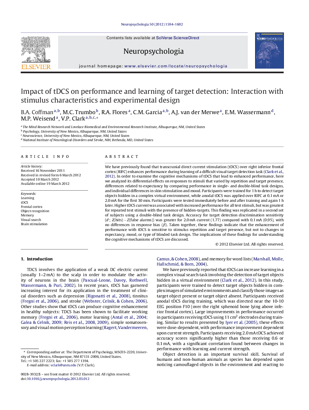 Impact of tDCS on performance and learning of target detection: Interaction with stimulus characteristics and experimental design