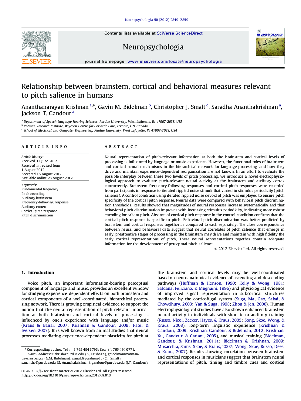 Relationship between brainstem, cortical and behavioral measures relevant to pitch salience in humans