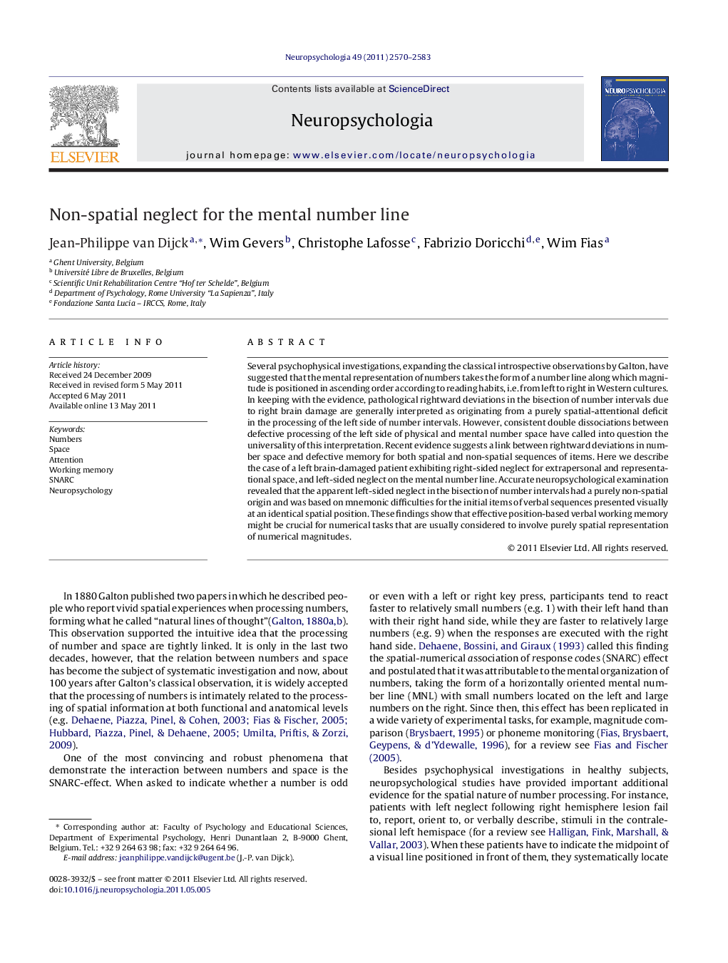 Non-spatial neglect for the mental number line