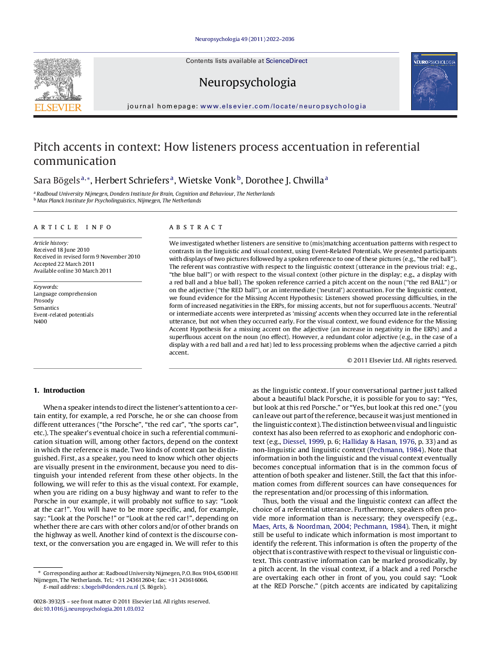 Pitch accents in context: How listeners process accentuation in referential communication