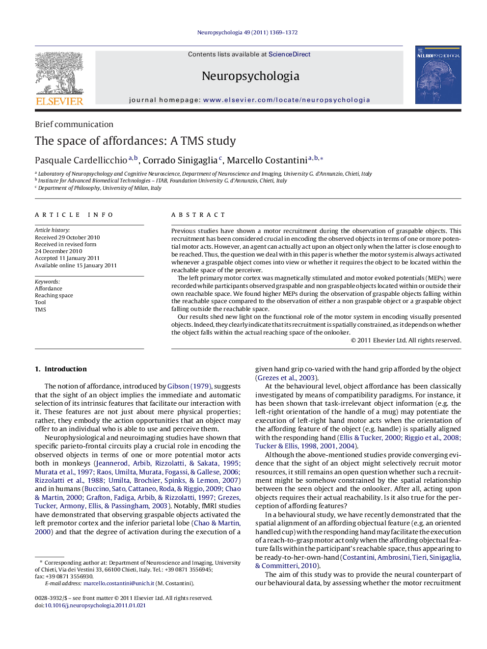 The space of affordances: A TMS study