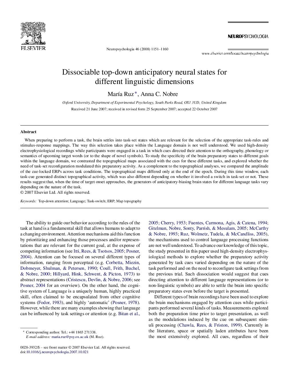 Dissociable top-down anticipatory neural states for different linguistic dimensions