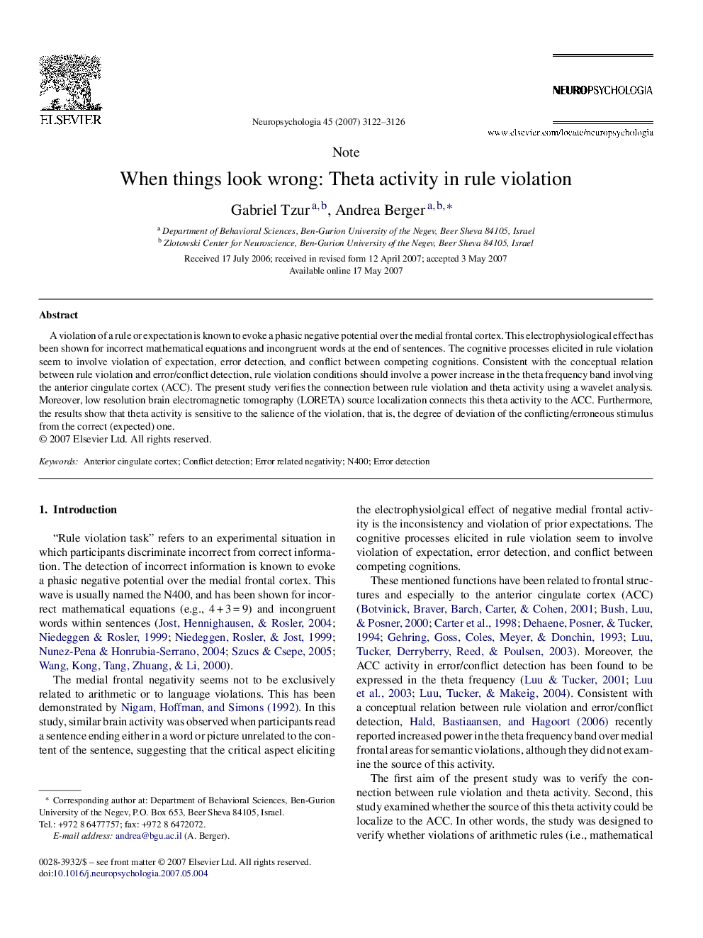 When things look wrong: Theta activity in rule violation