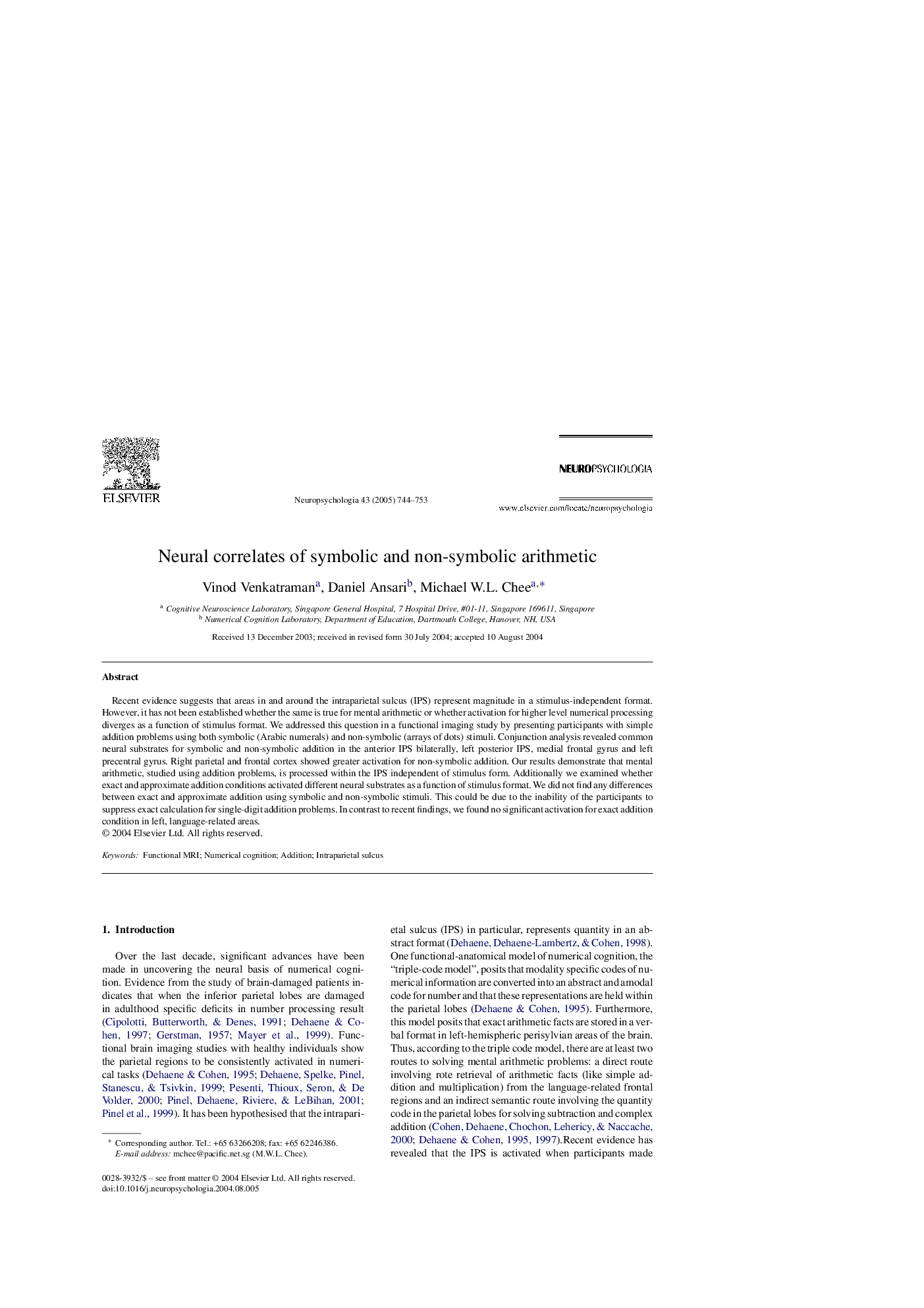 Neural correlates of symbolic and non-symbolic arithmetic