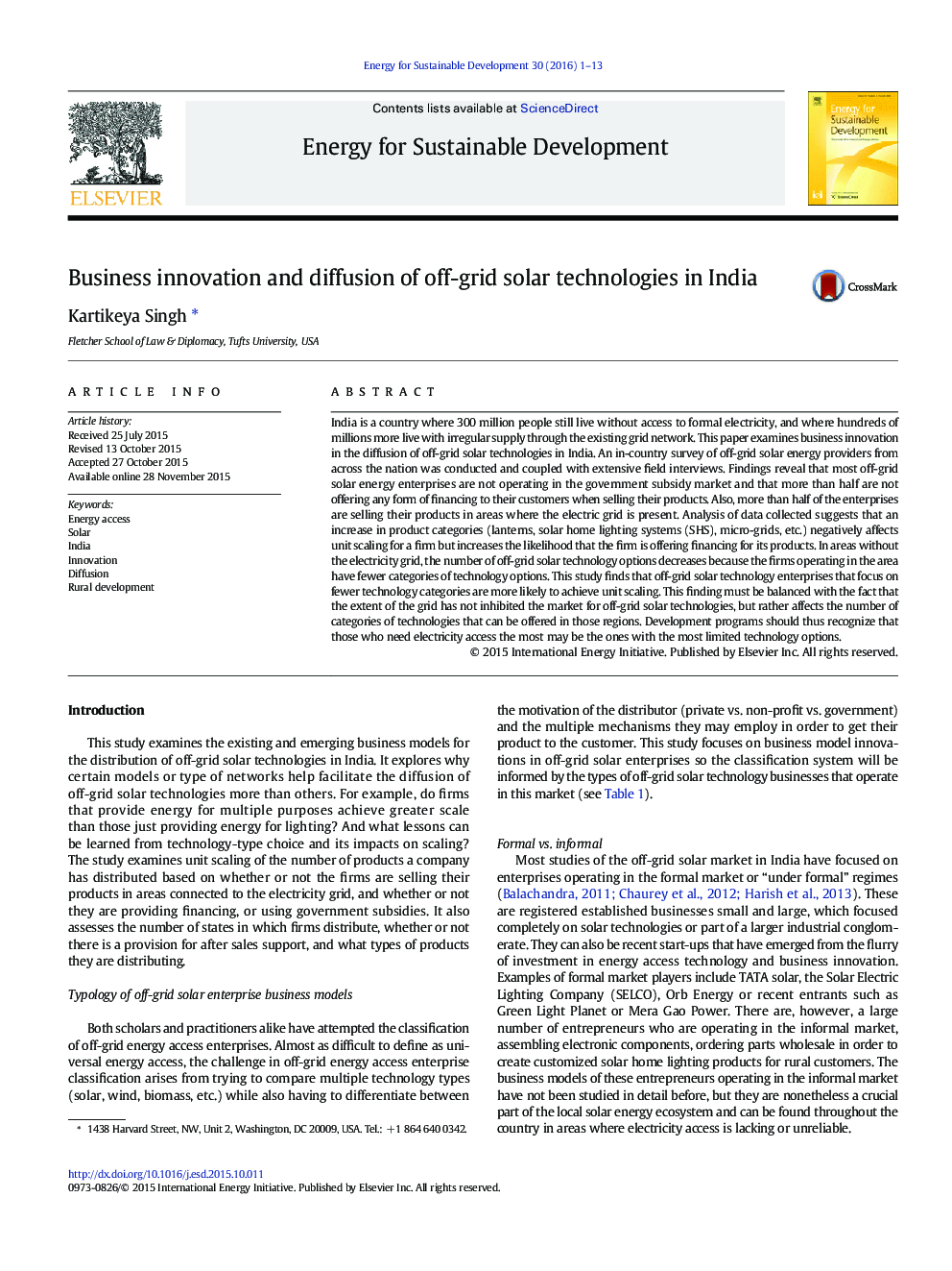 Business innovation and diffusion of off-grid solar technologies in India