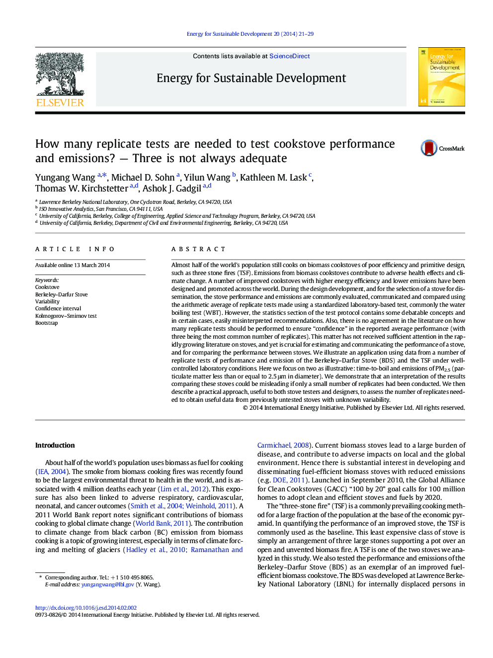 How many replicate tests are needed to test cookstove performance and emissions? — Three is not always adequate