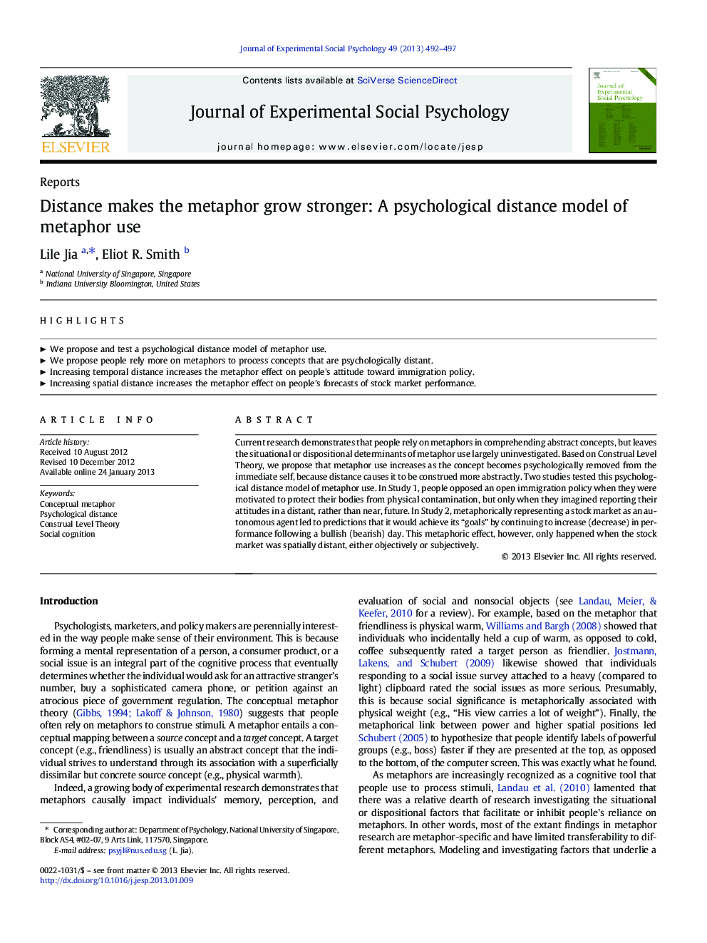 Distance makes the metaphor grow stronger: A psychological distance model of metaphor use