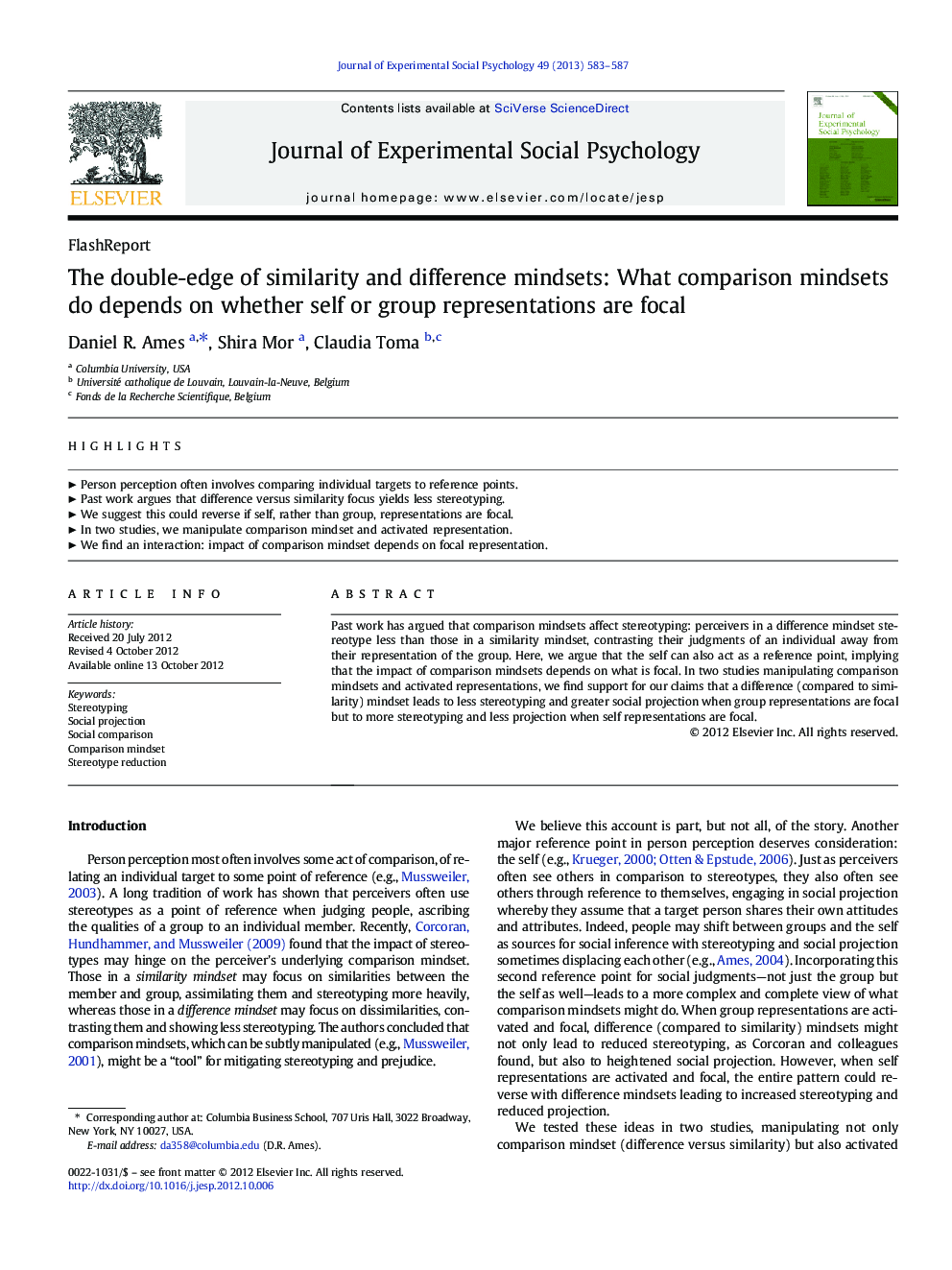 The double-edge of similarity and difference mindsets: What comparison mindsets do depends on whether self or group representations are focal