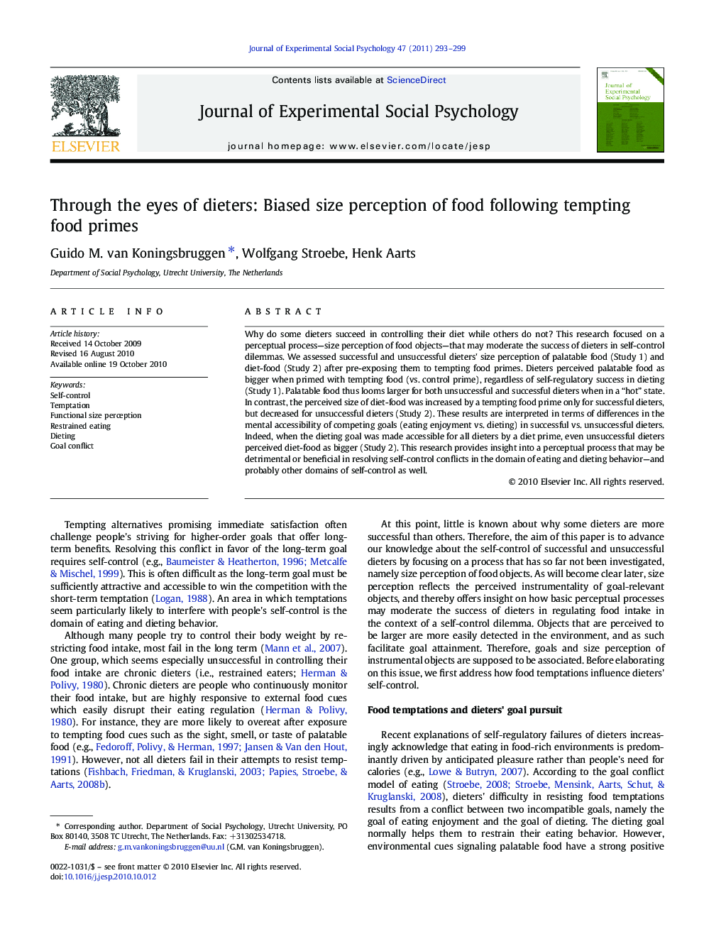 Through the eyes of dieters: Biased size perception of food following tempting food primes