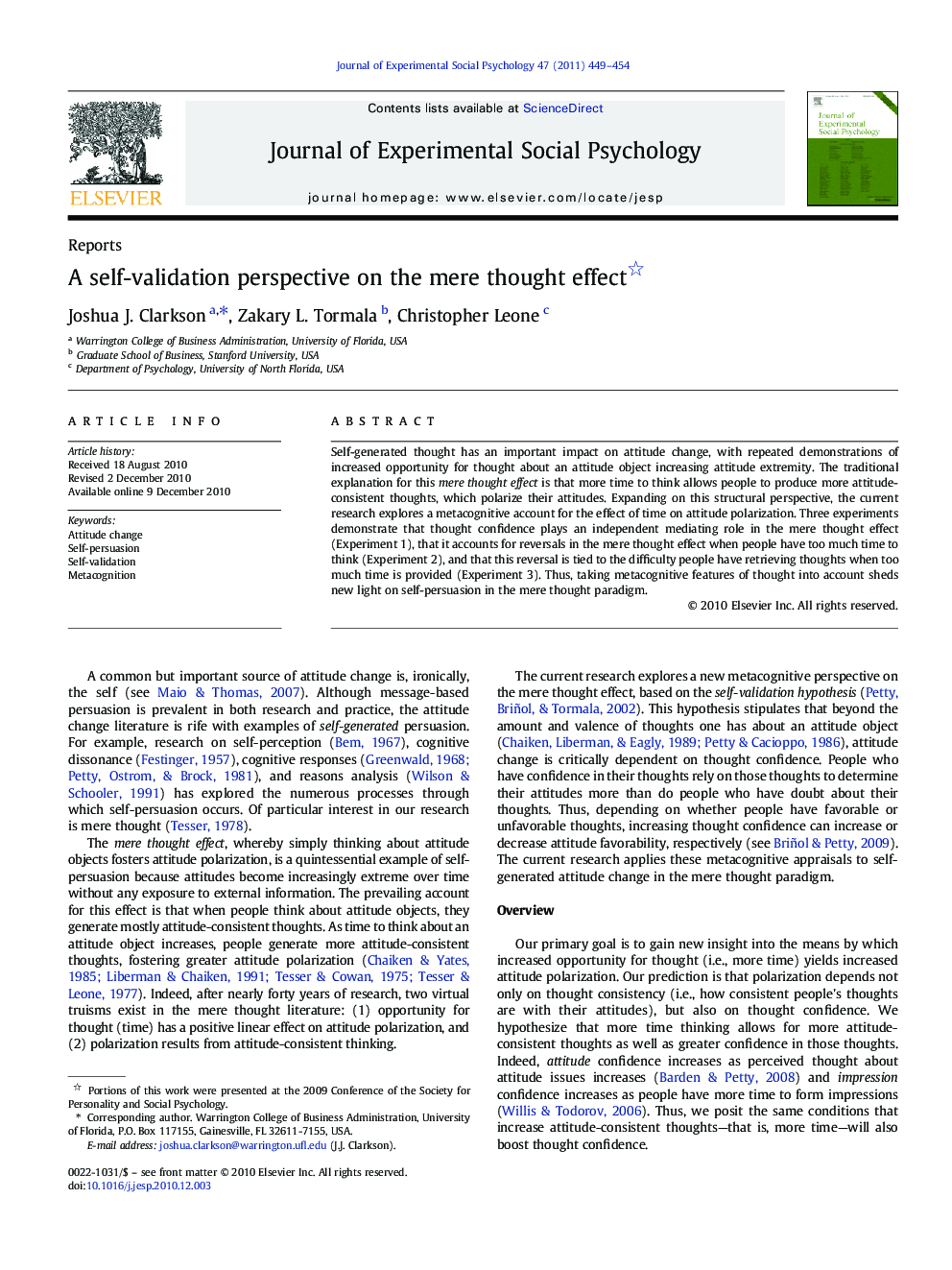 A self-validation perspective on the mere thought effect