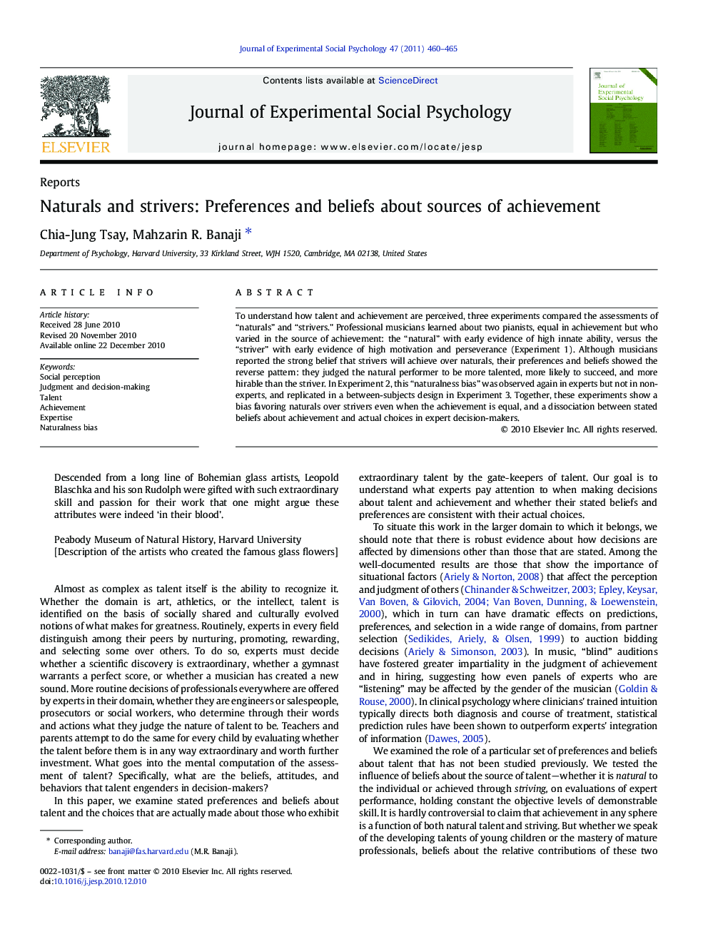 Naturals and strivers: Preferences and beliefs about sources of achievement