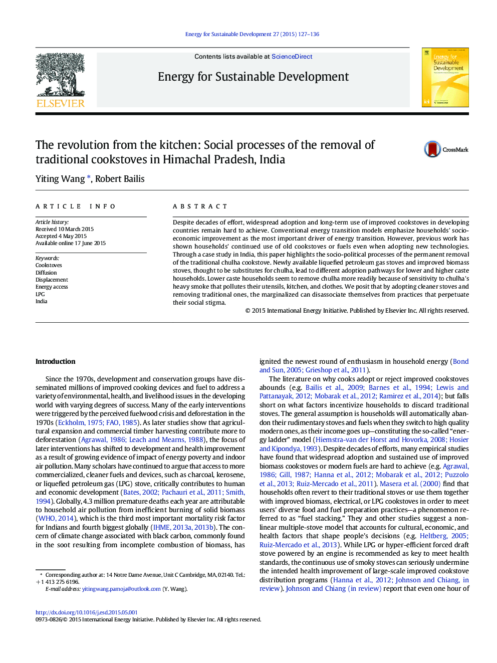 The revolution from the kitchen: Social processes of the removal of traditional cookstoves in Himachal Pradesh, India