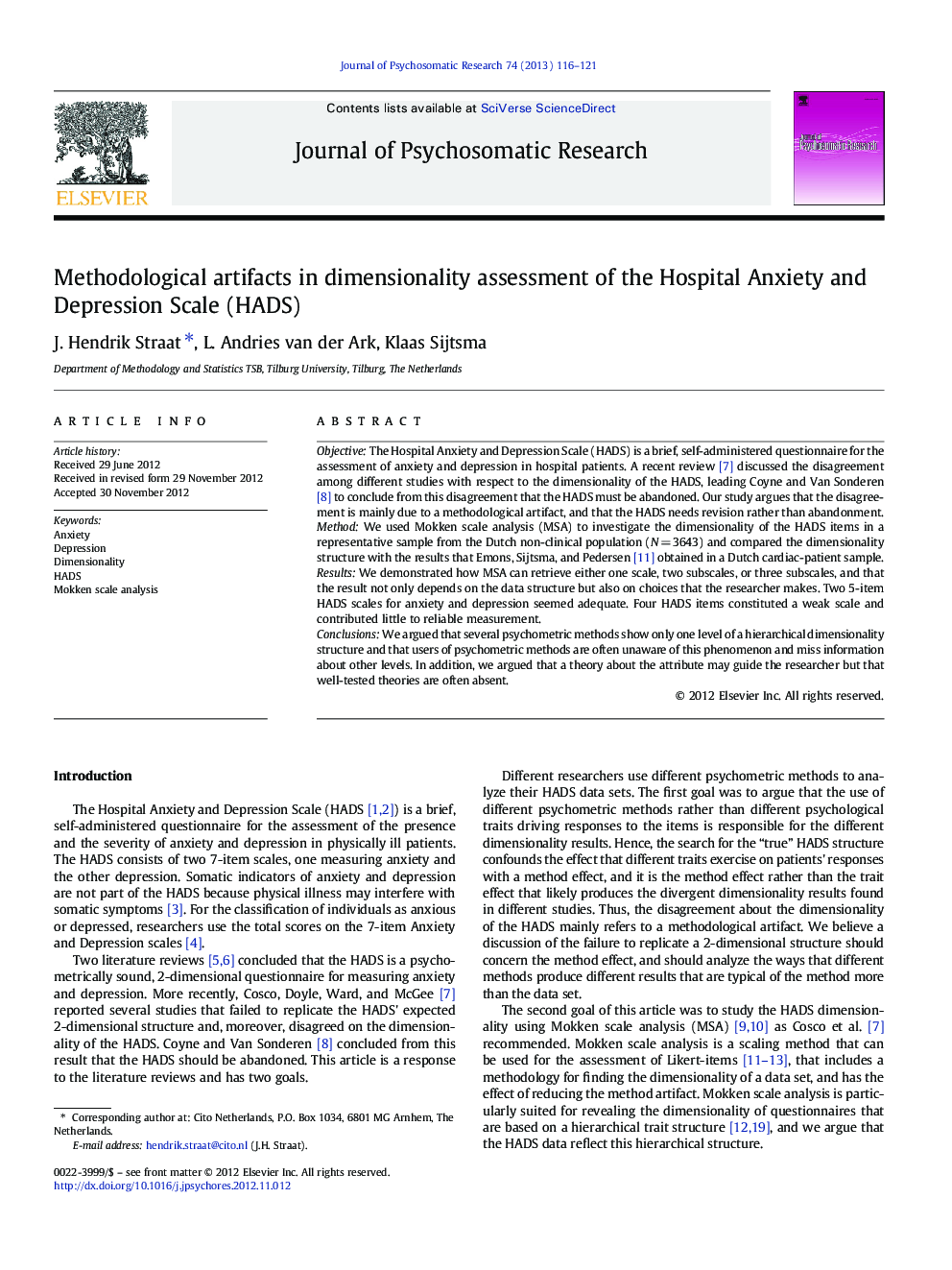 Methodological artifacts in dimensionality assessment of the Hospital Anxiety and Depression Scale (HADS)