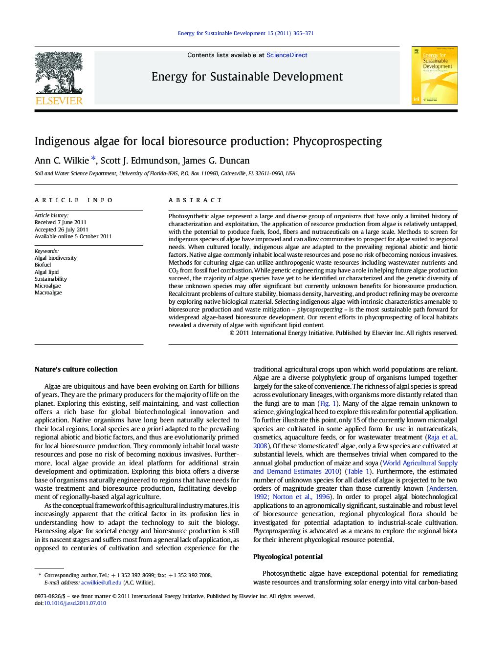 Indigenous algae for local bioresource production: Phycoprospecting